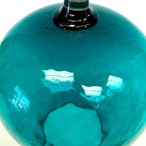 Mid century modern  handblownturquoise glass  JUMBO sized diamond optic snifter - Picture 7 of 10